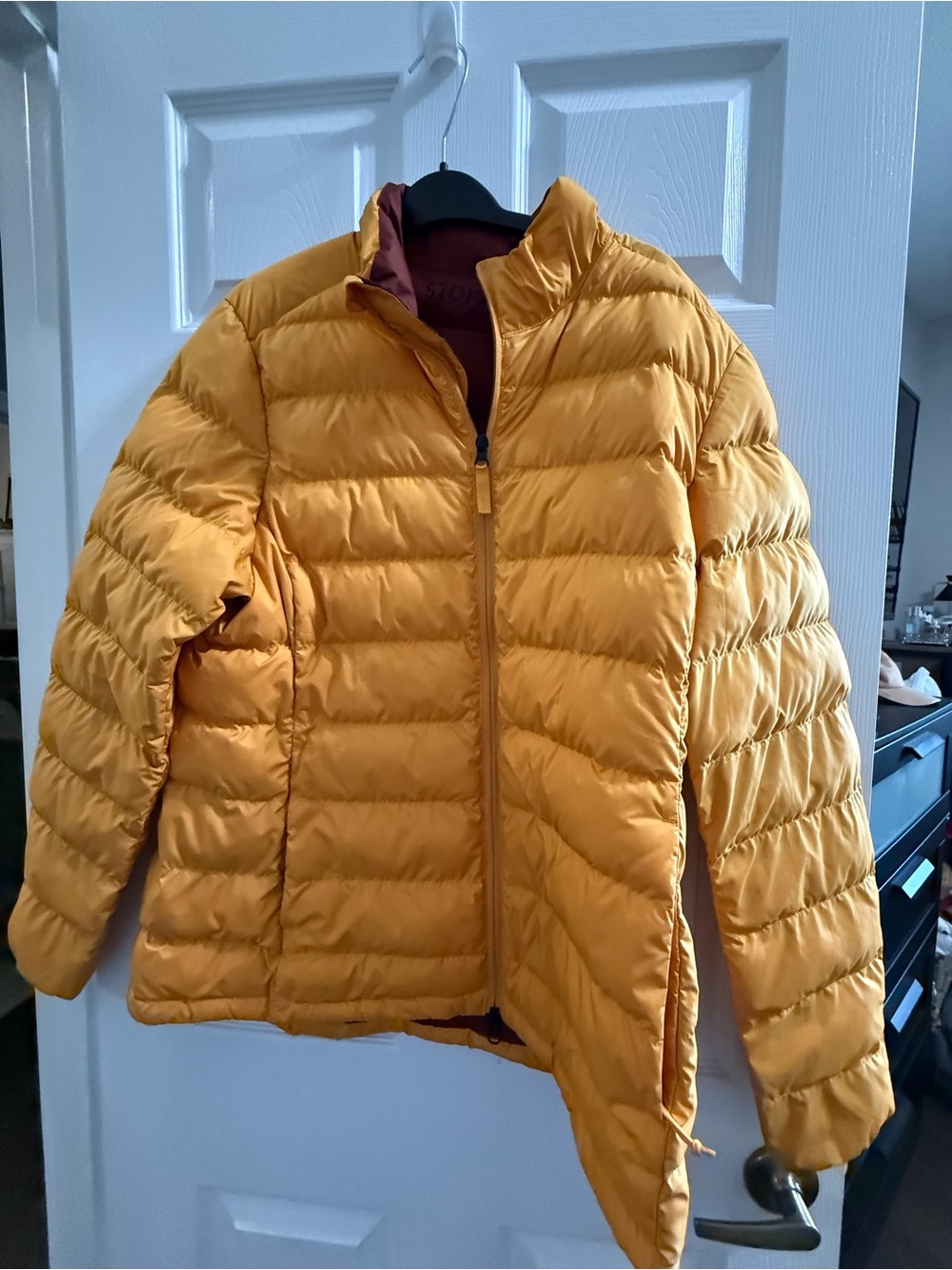 Lightweight Packable Puffer Jacket in Mustard Yellow